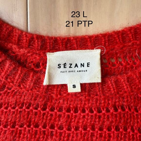 Sezane Gaston Sweater Women's Small Red Wool Cashmere Glam Boho New York - Picture 7 of 9